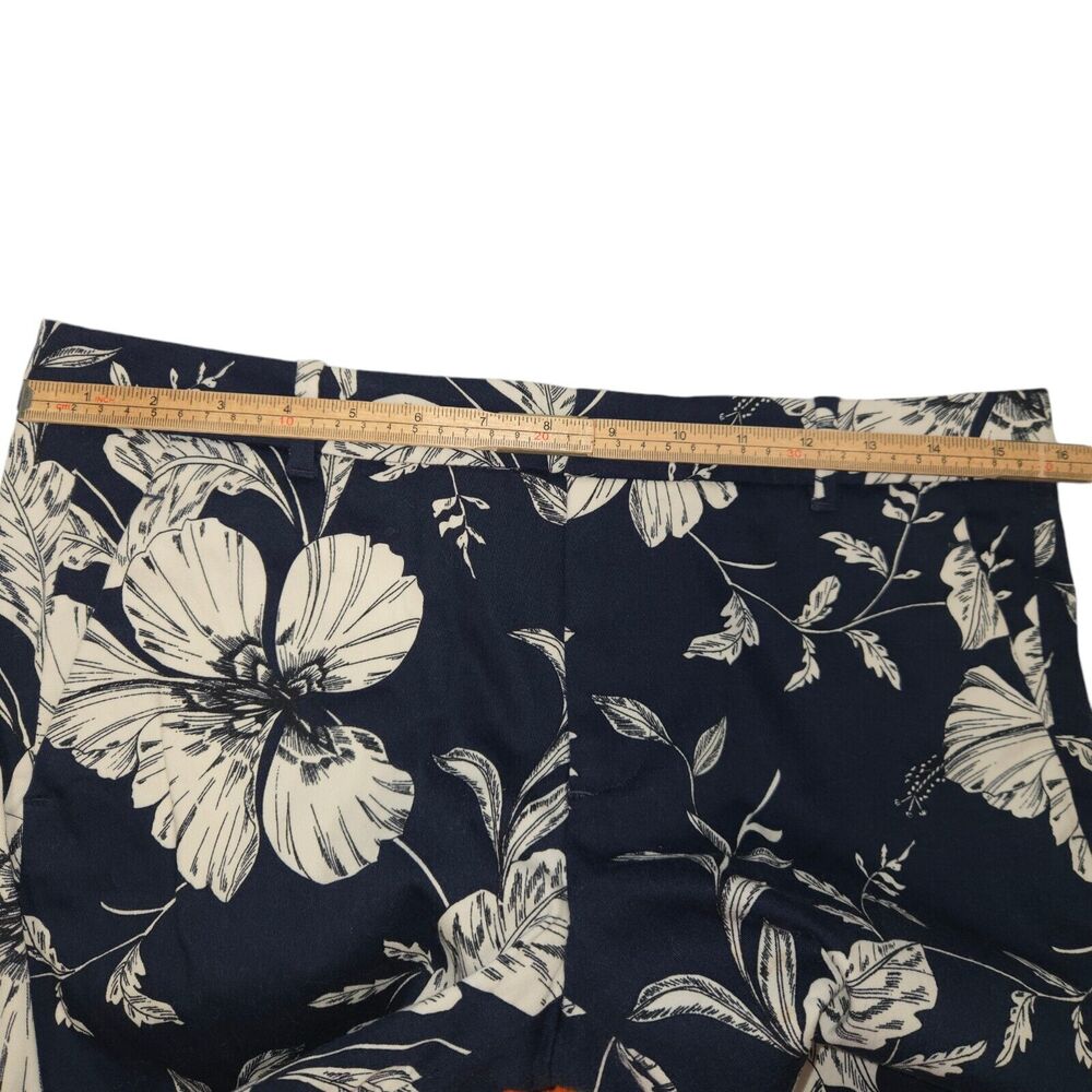 Zara‎ Womens Size 6 Pants Stretch Navy Tropical Floral Color Block Cropped Ankle - Picture 10 of 14
